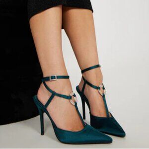 Julianna Embellished Strappy Pumps - Teal